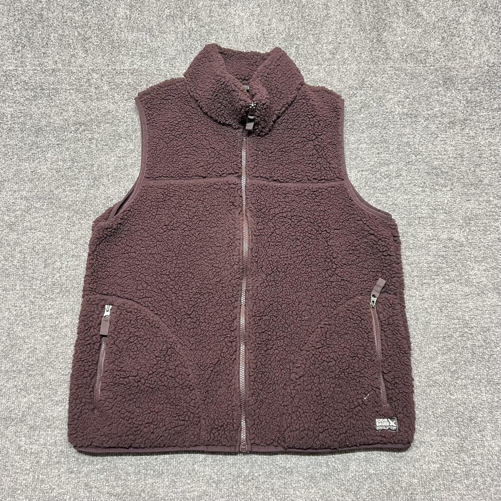 Eddie Bauer Vest Womens Large Sherpa Fleece Full Zip Pockets Warm